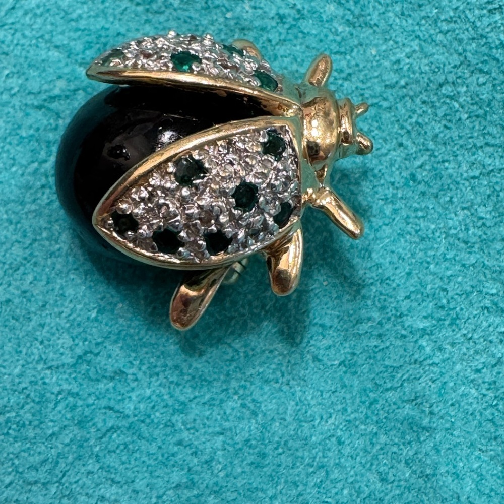 Black and gold Ladybug Brooch - Picture 2 of 6